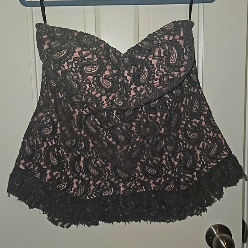 Torrid bustier gray pink lace size 2